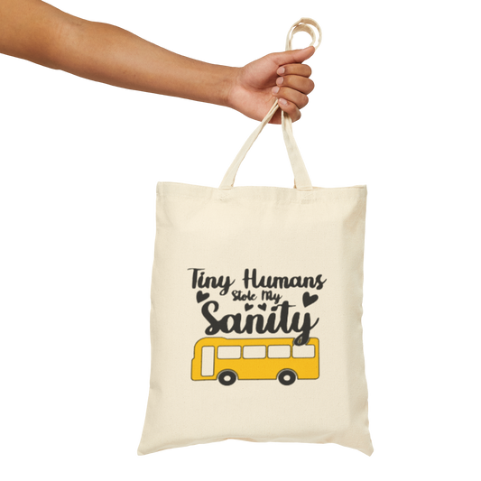 Tote Bag — Tiny Humans Stole My Sanity School Bus Canvas Tote