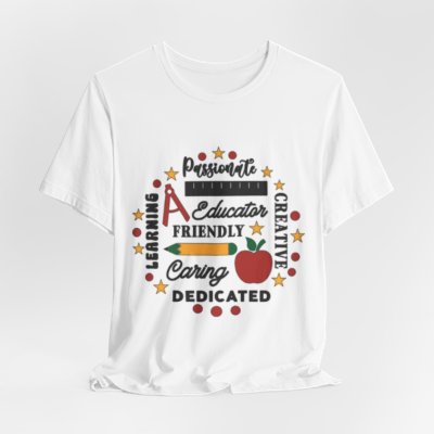 Teacher Appreciation T-Shirt – 'Passionate, Caring, Dedicated' Educator Graphic Tee